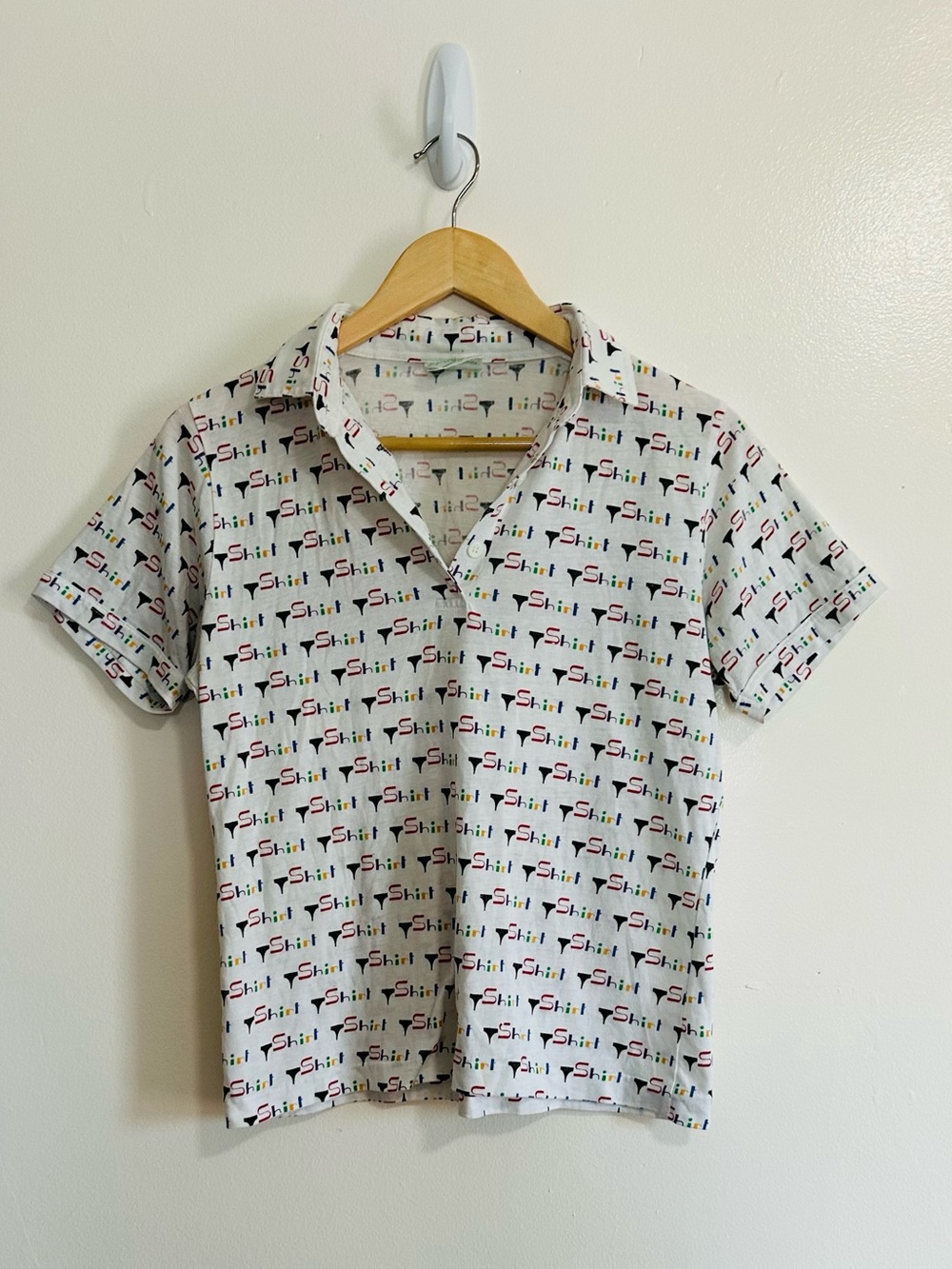 Vintage Lynn James Golf Tee Print Polo Shirt, Medium